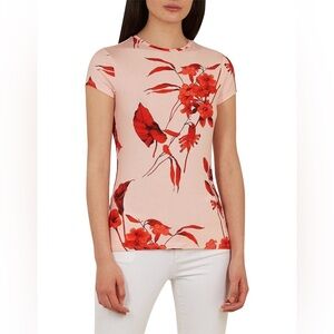 TED BAKER Women's Dillia Fantasia Fitted T-Shirt - Pink/ Red, Small [1]